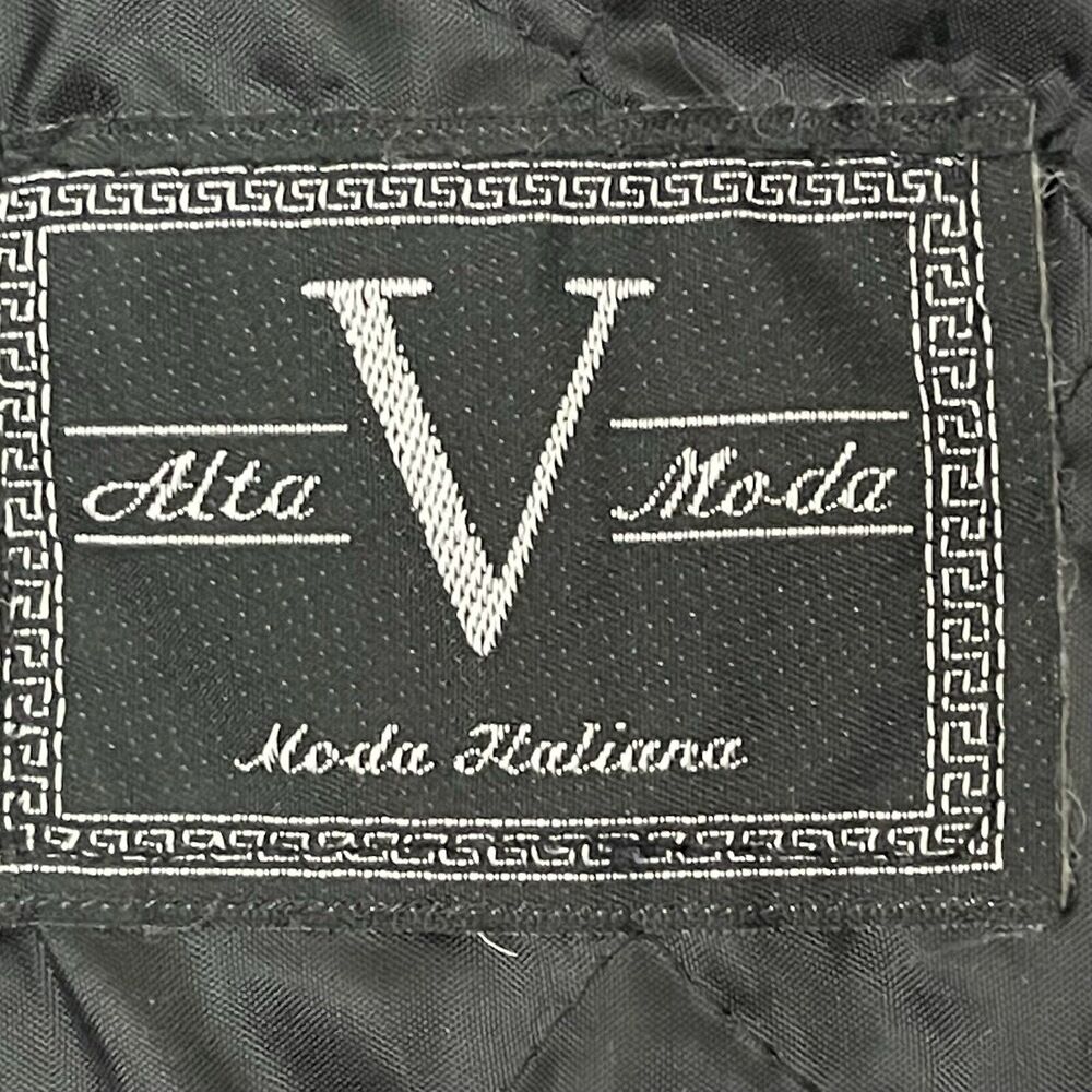 Alta V Moda Italian Leather Coat Mens Size 44 Black Quilted Lined Italy NWT - Picture 2 of 13